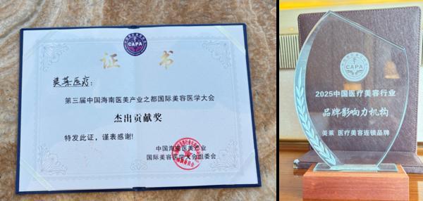 美莱医疗荣膺双项大奖！闪耀海南医美产业之都国际美容医学大会(图1)
